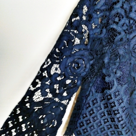English Factory Dark Blue Lace Blouse Size Medium - Picture 4 of 8